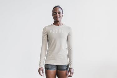 Nobull Women's Long Sleeves Beige | Australia (GO9625)